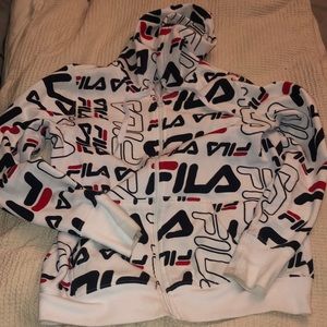 Fila all over print zip up sweatshirt